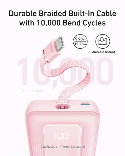 Anker Zolo Power Bank (10K, 30W, Built-In USB-C Cable)