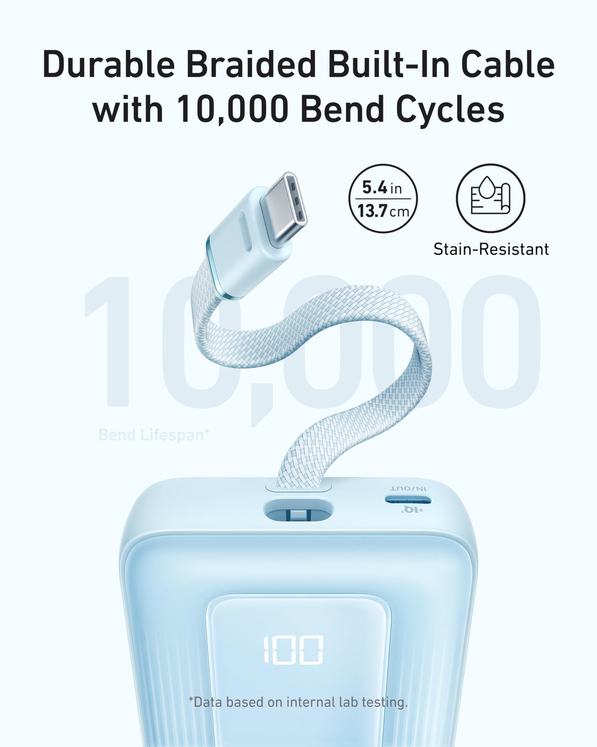 Anker Zolo Power Bank (10K, 30W, Built-In USB-C Cable)