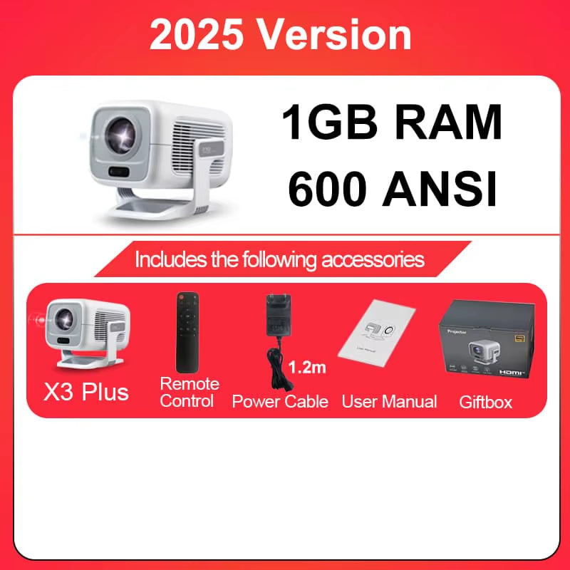 2026  X3Plus HD Projector 1080P Support 4K WIFI6 BT5.3 Android Projector Auto-Focus Auto-Keystone Home Theater Projector